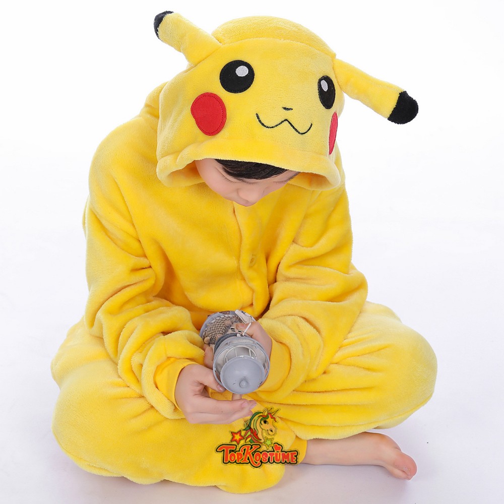 Pokemon Pikachu Kostüm Kinder Tier Pyjamas Onesie Schlafanzug Overalls